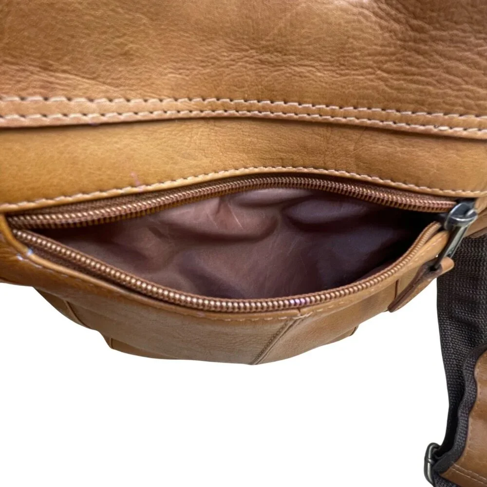 Latico Unisex Brown Leather Adjustable Strap Spacious Interior Crossbody Bag - Picture 10 of 11